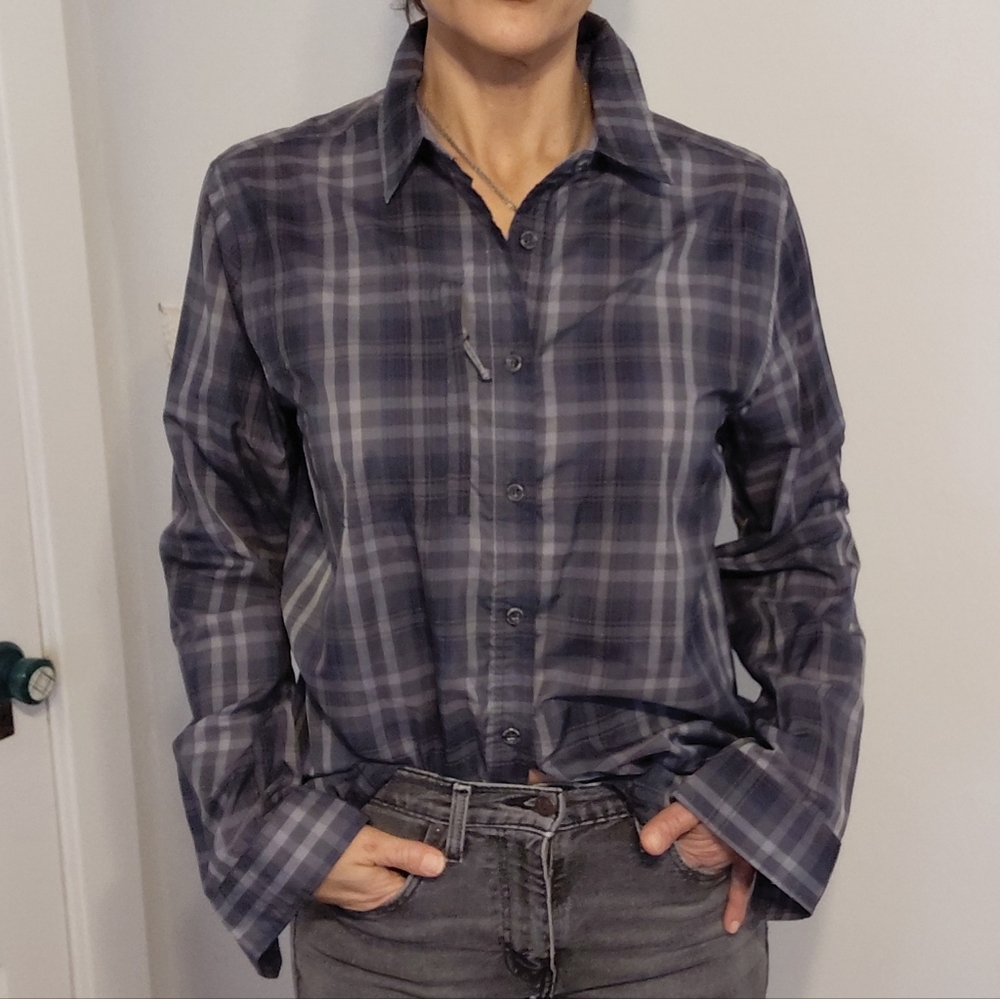 Free Country-Preppy-Blue Plaid Shirt-Unisex-Mens M